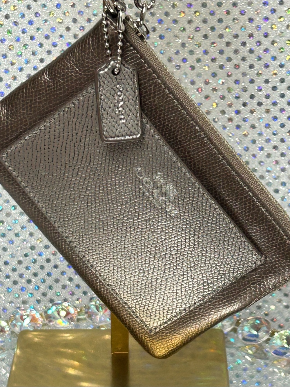 Coach Metallic Bronze Leather Card Wristlet Approx. 6x4 - Picture 9 of 10